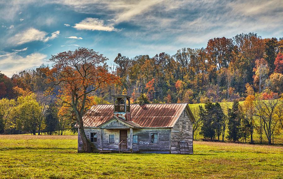 Fall Photograph - Old Abandoned One-Room Schoolhouse by Mountain Dreams