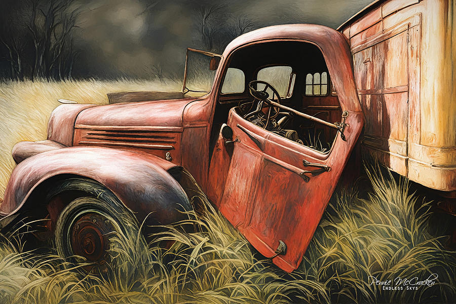 Old Abandoned Truck Mixed Media by Pennie McCracken