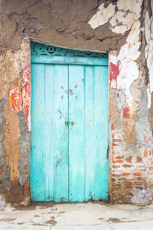Old abandoned turquoise door in Granada, Nicaragua Photograph by Kryssia Campos