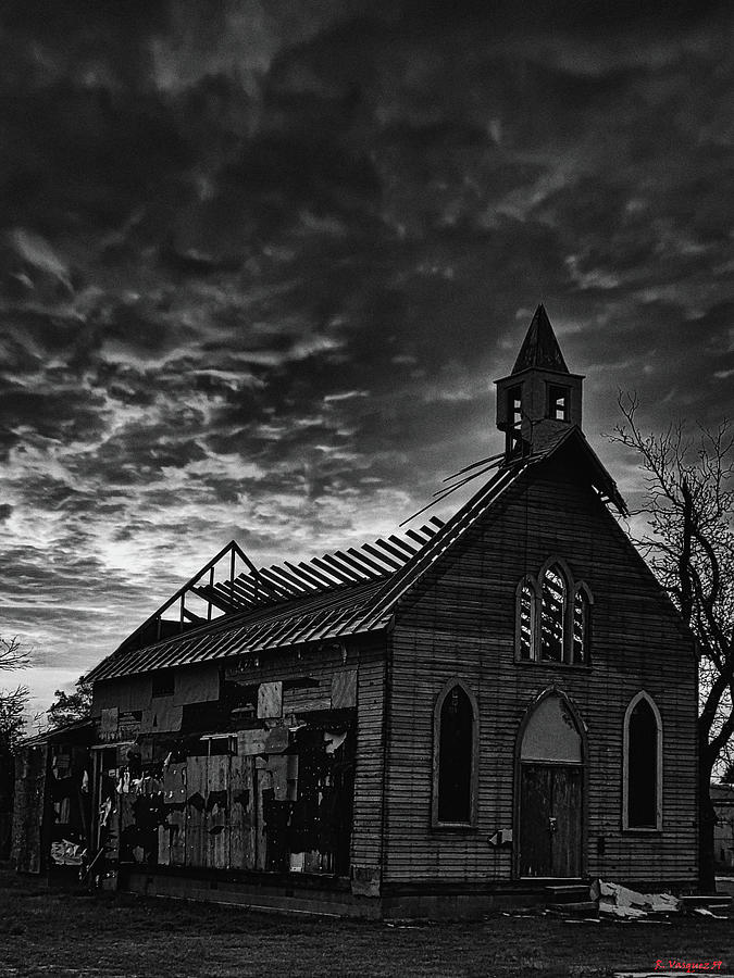 Old Abilene Church BW Photograph by Rene Vasquez
