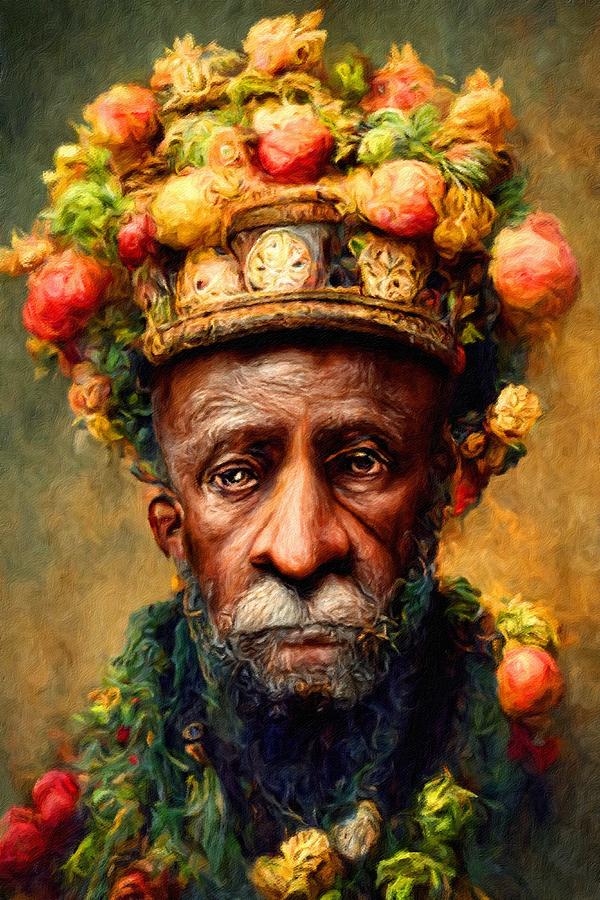 Old African King Painting by Vincent Monozlay