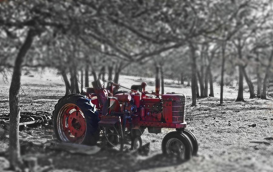 Old Antique Tractors In, tilt-shift effect  Digital Art by Fred Loring