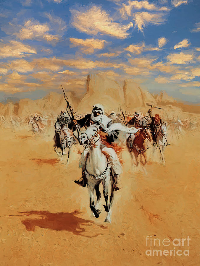Old Arabian fighting on horses  Painting by Gull G