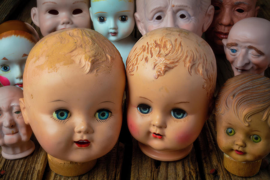 Doll Photograph - Old Baby Doll Heads by Garry Gay