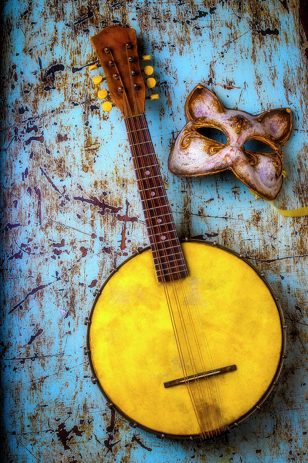 Old Banjo And Cat Mask Photograph by Garry Gay