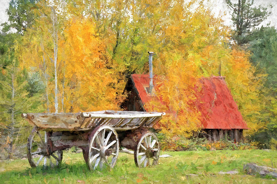 Old Barn and Hay Wagon Photograph by Donna Kennedy