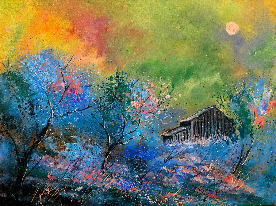 Old barn at dawn Painting by Pol Ledent