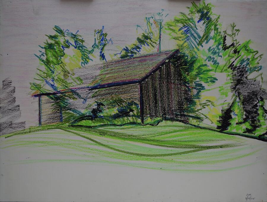 Tree Pastel - Old Barn At Wason Pond by Sean Connolly