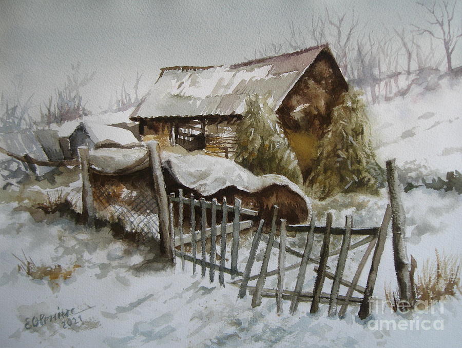 Old barn Painting by Elena Oleniuc
