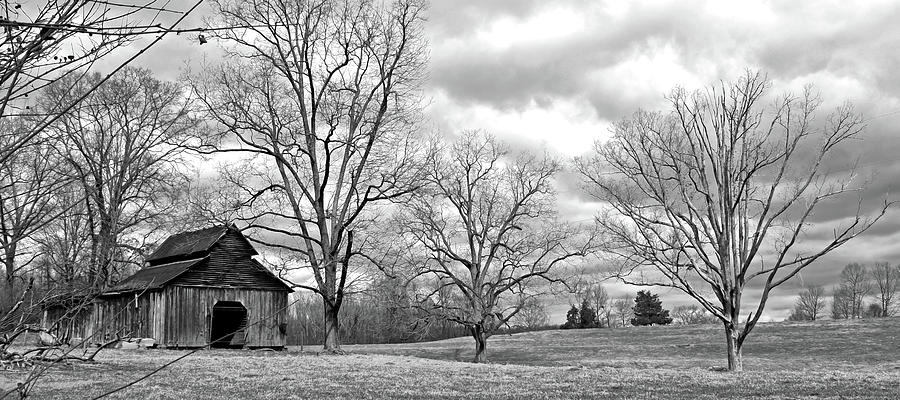 Old Barn In A Field 005 bw Photograph by George Bostian