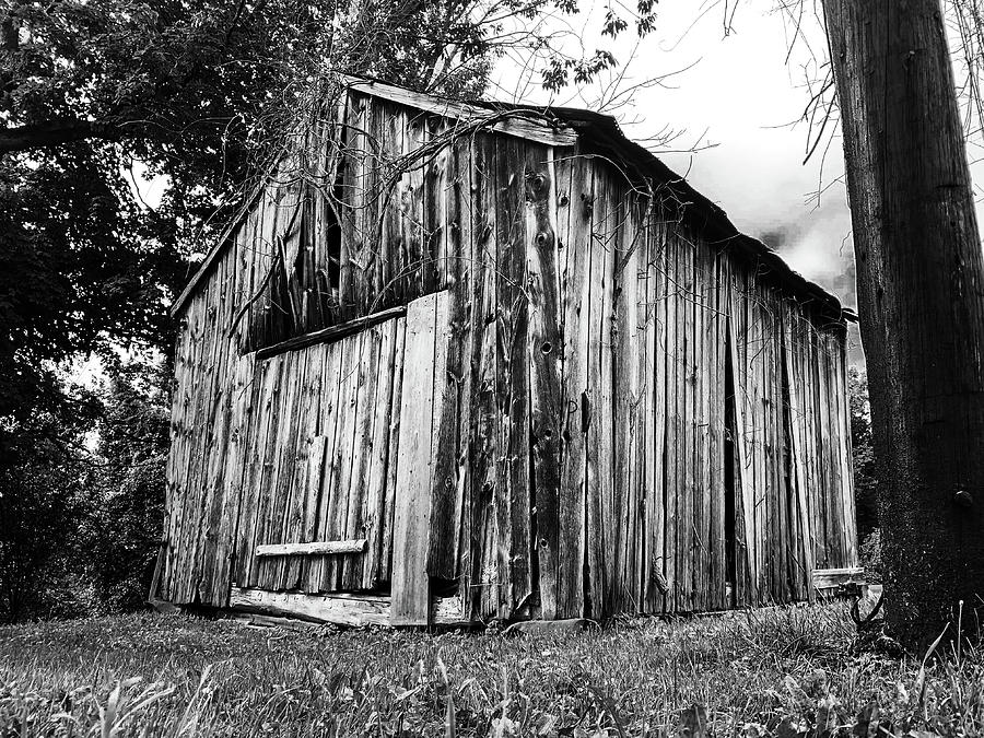 Old barn in black and white Photograph by Jim Feldman