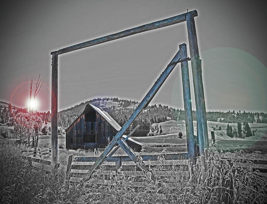 Old Barn In The Morning Flare Digital Art by Fred Loring
