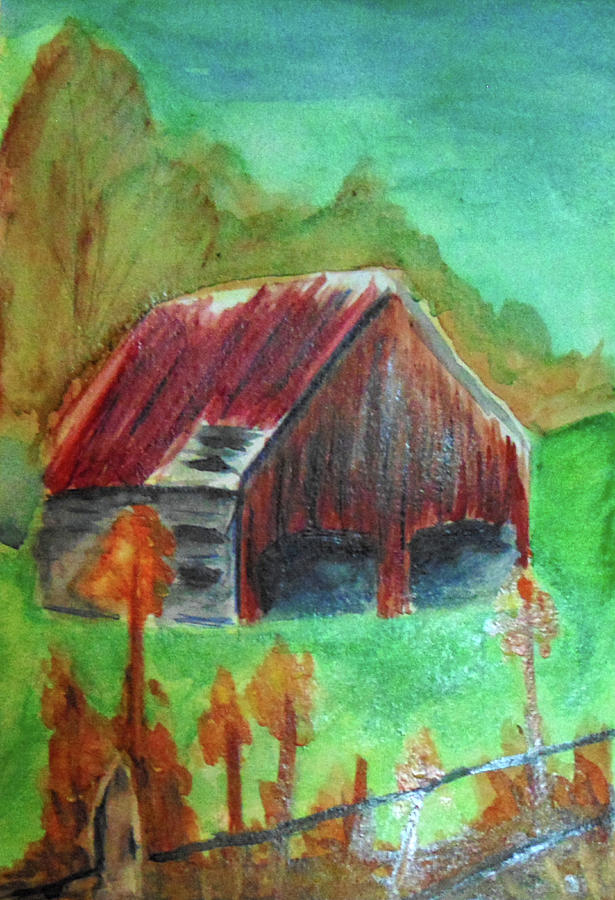 Old Barn Painting by Loretta Nash