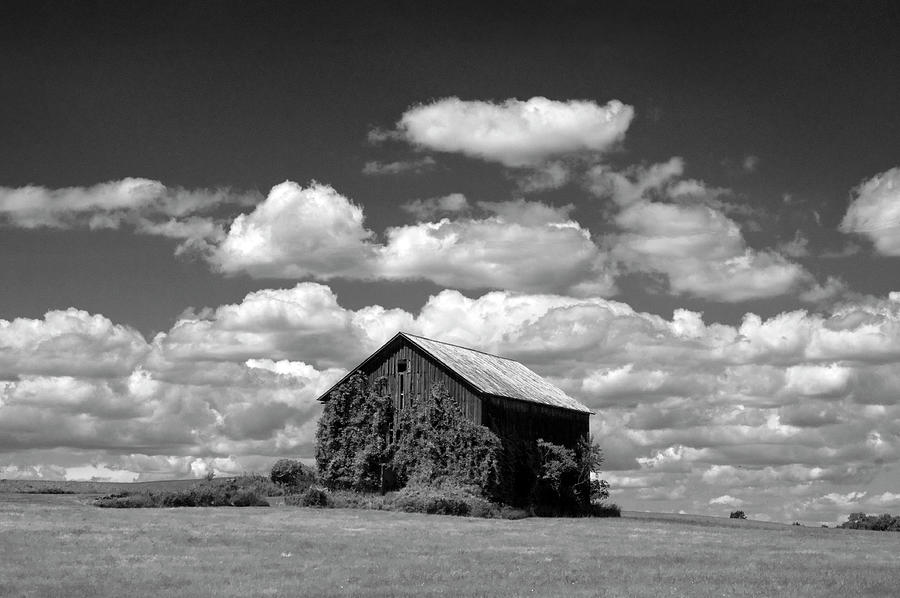 Old Barn on a Sunny Summer Day with Puffy Clouds Photograph by Robert Dann