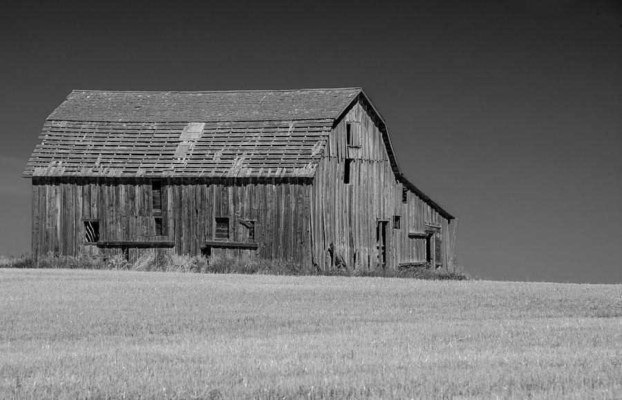 Black And White Photograph - Old Barn on the Prairie by Phil And Karen Rispin