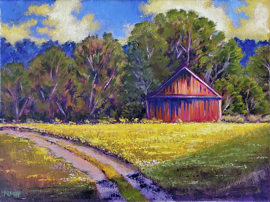 Old Barn on Yellow field Painting by Nova Hill - Fine Art America