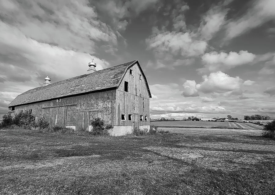 Old Barn Rural Iowa  BW Photograph by Sandra Js