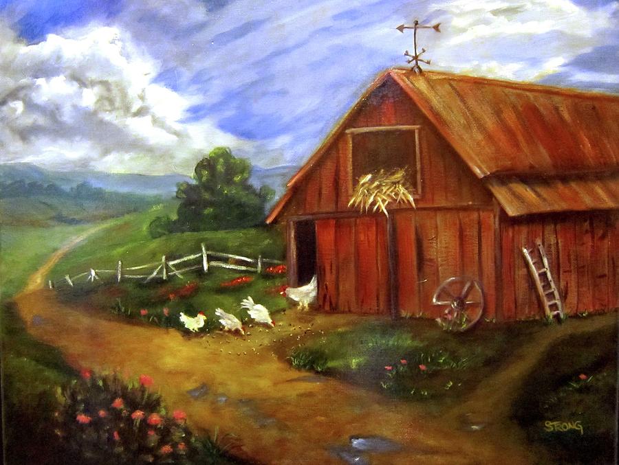Old Barn Painting by Sherry Strong