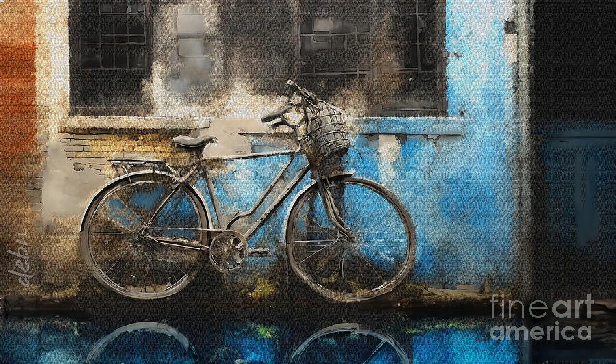 Old Bike Against Crumbling Building Digital Art by Deb Nakano