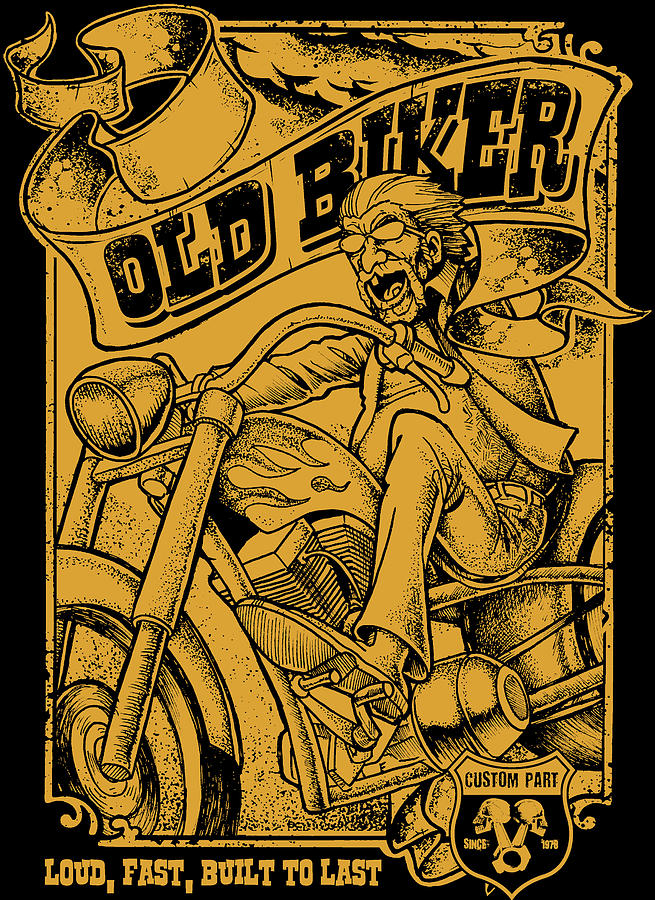 Old Biker Digital Art by Long Shot