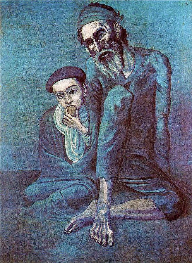 Old Blind Man With Boy Painting