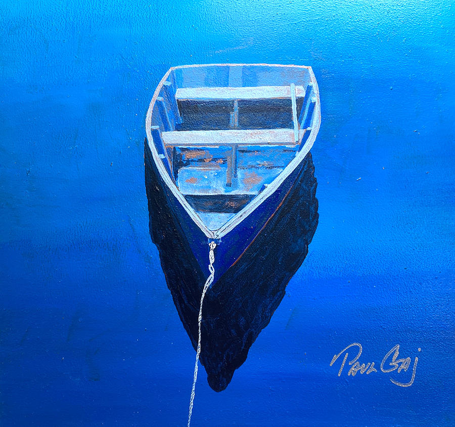 Old Blue Dinghy Painting by Paul Gaj