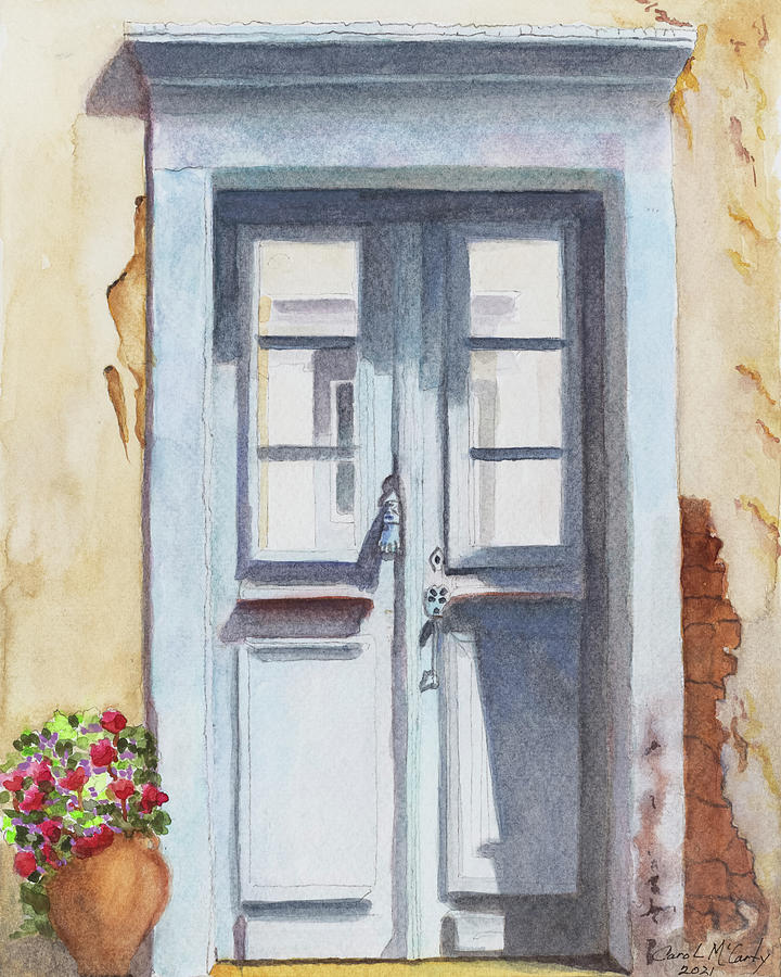 Old Blue Door Painting by Carol McCarty