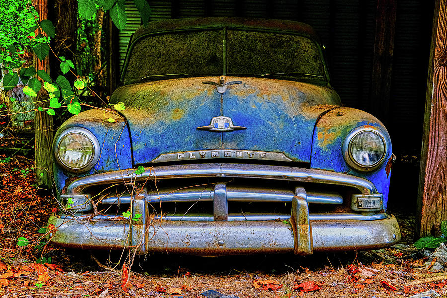 Old Blue Plymouth Photograph by Darryl Brooks