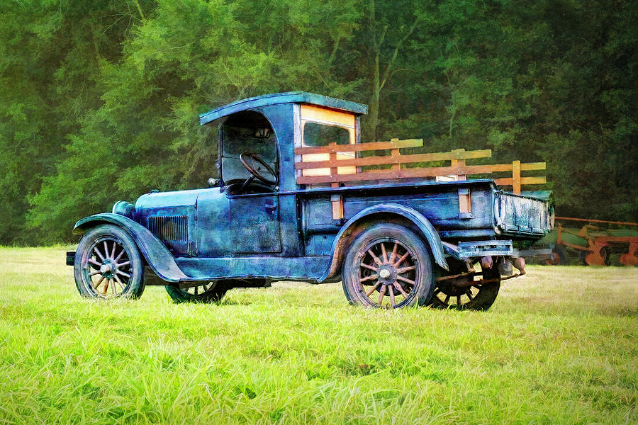 Old Blue Truck Mixed Media by Ann Powell