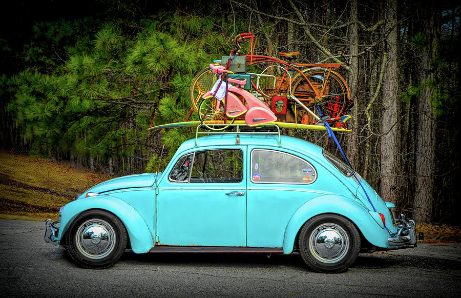 Old Blue Volkswagen Beetle Photograph by Karen Cox