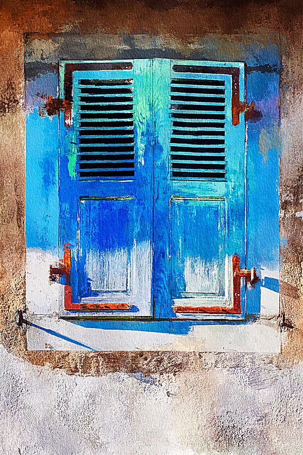 Old Blue Window Alsace in France Digital Art by Tatiana Travelways
