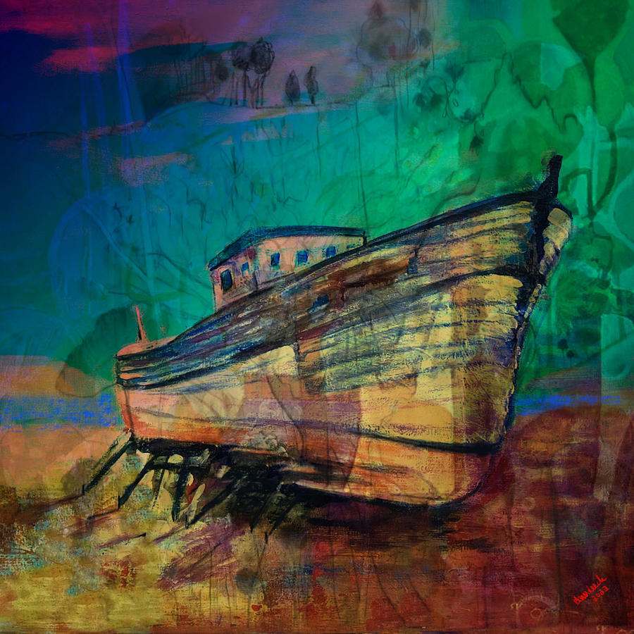Old Boat Mixed Media by Ann Leech