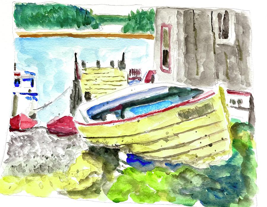 Old Boat Nova Scotia Painting by Mike Bergen