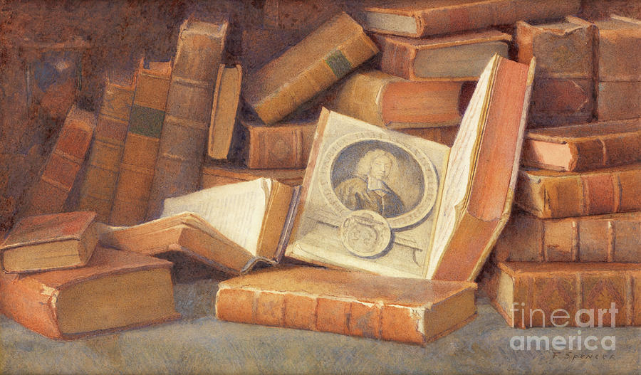 Old Books, watercolor Painting by Frederick Spencer