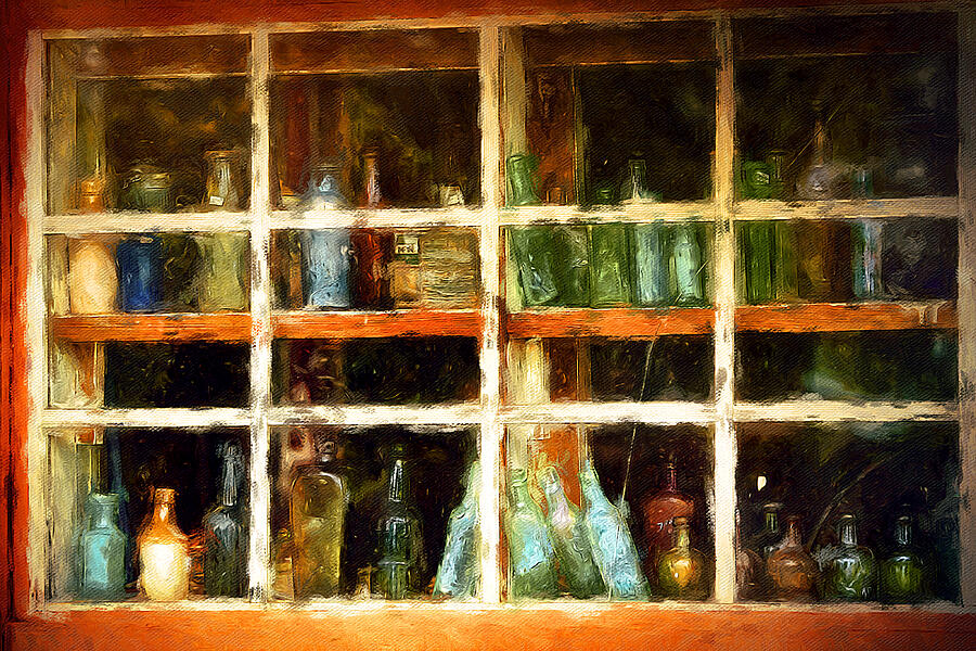 Old Bottles Mixed Media