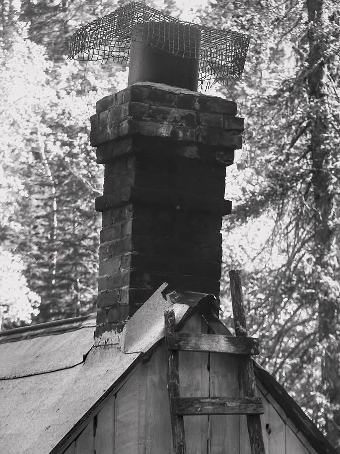 Old brick chimney BW  Photograph by Cathy Anderson