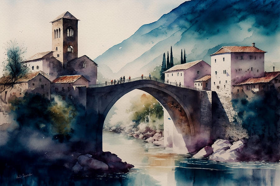 Old Bridge Painting by Kai Saarto