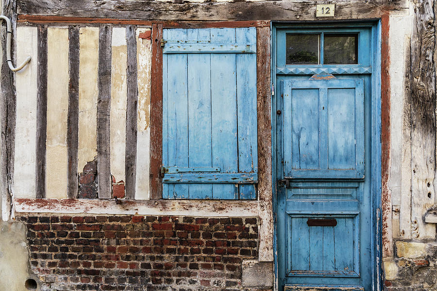 Old building with blue door and window Photograph by Fabiano Di Paolo