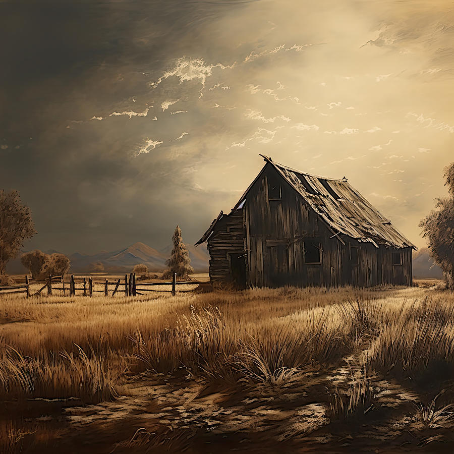 Old But Stately -Old Barn Artwork Painting by Lourry Legarde