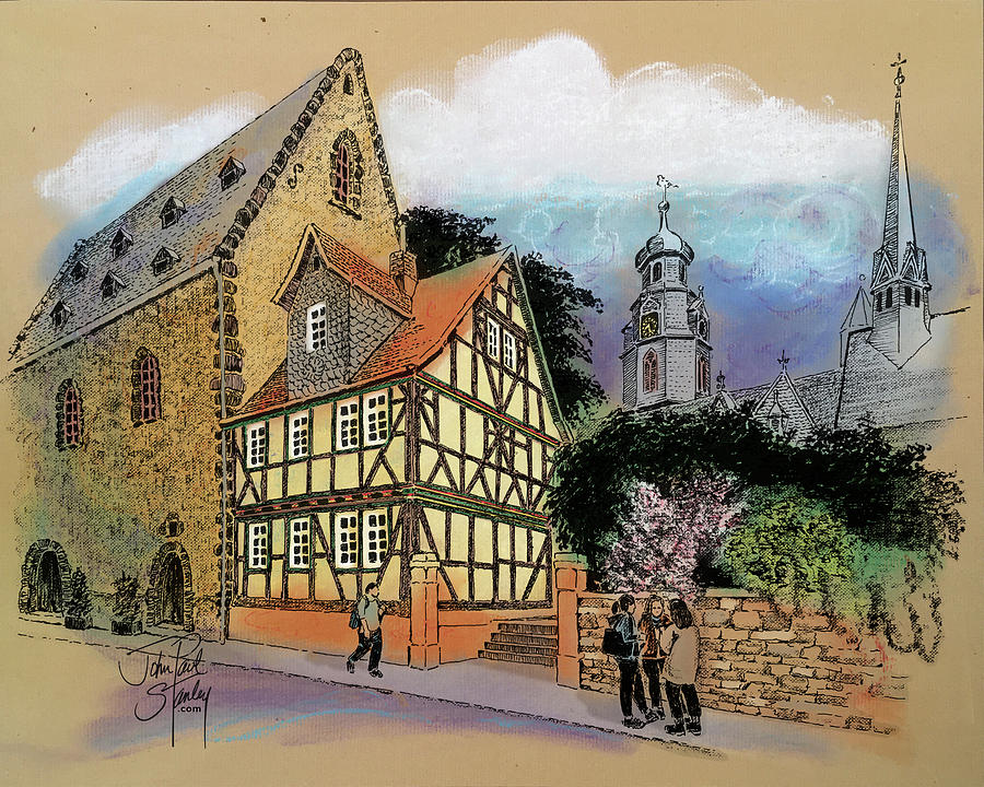 Old Butzbach, Germany Drawing by John Paul Stanley