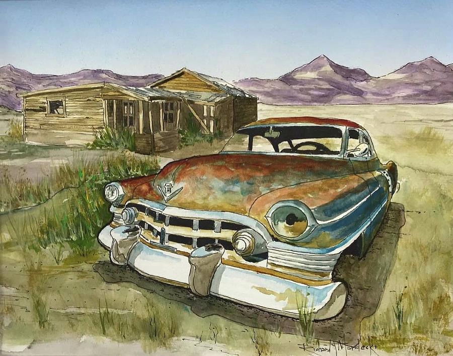 Desert Painting - Old Caddie by Richard Mordecki