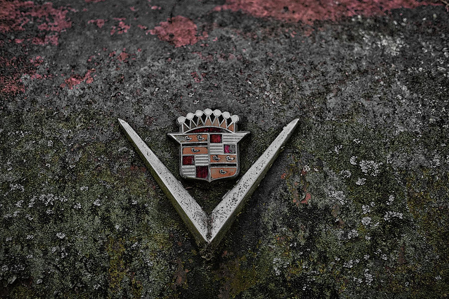 Old Cadillac Logo Matte Photograph by Darryl Brooks