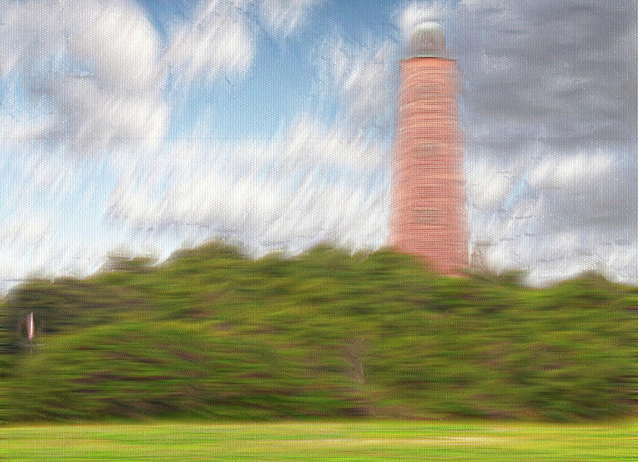 Old Cape Henry LIghthouse Brushed Mixed Media by Bob Pardue
