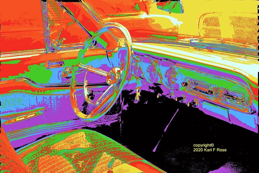 Old car interior testing jobs colors Digital Art by Karl Rose