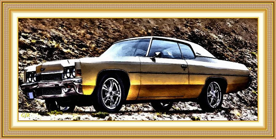 Old Car Splendor Catus 1 No. 1 - 1972 Chevrolet Impala Coupe. L A S With Printed Frame. Digital Art