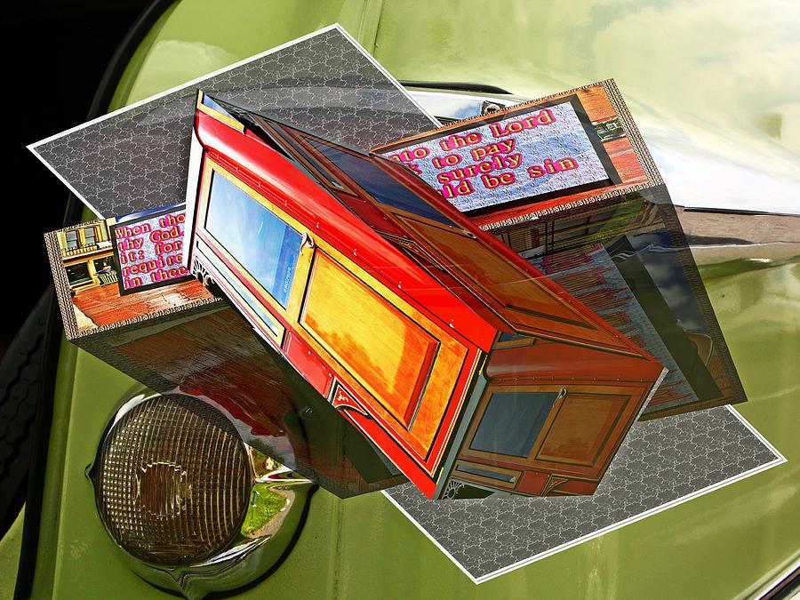 Old car tail light with a 3D text box plane Digital Art by Karl Rose ...