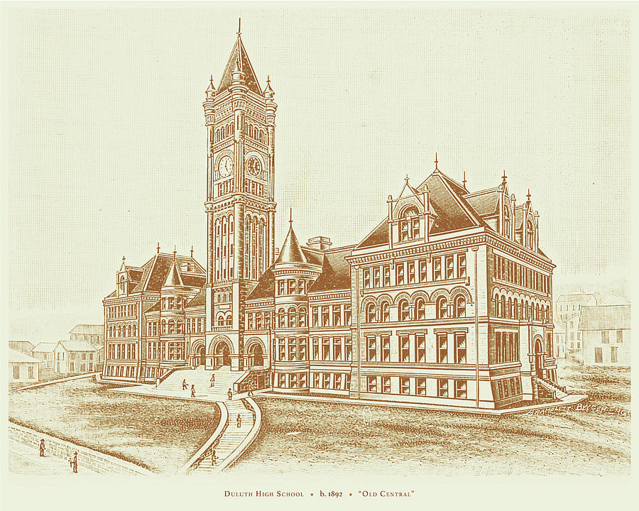 Old Central High School II Drawing by Zenith City Press