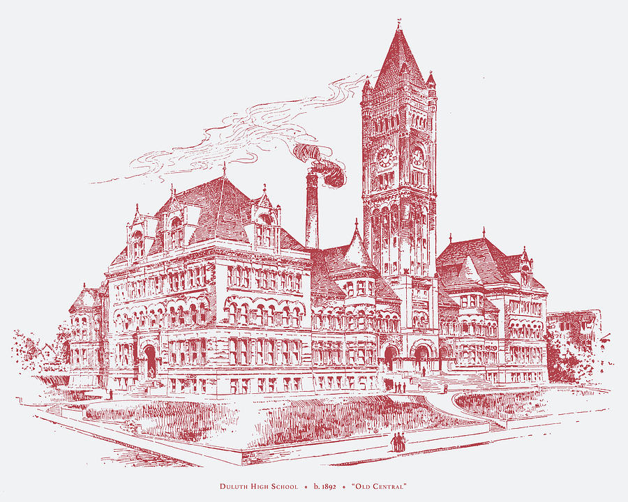 Old Central High School Drawing by Zenith City Press
