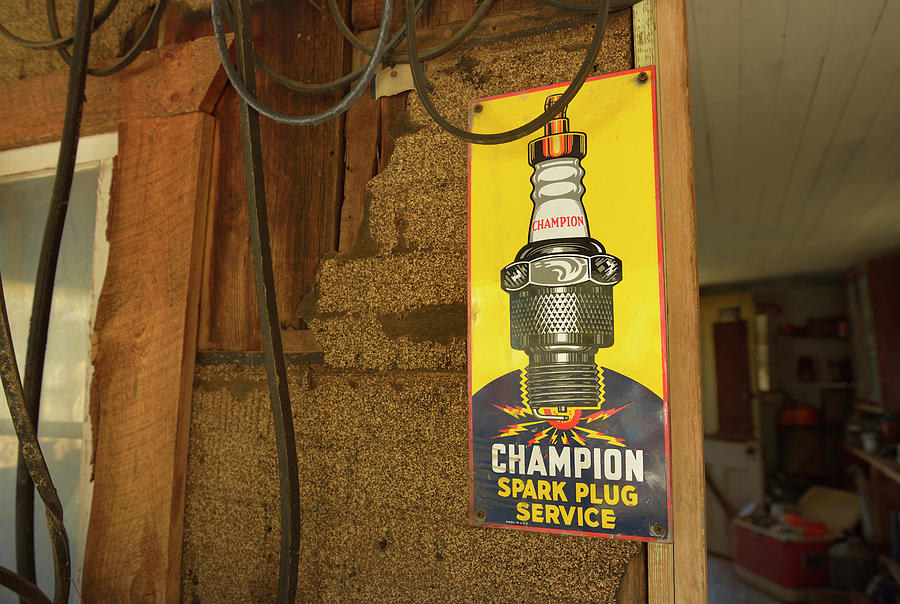 Old Champion Spark Plug Service sign, Jerome, Arizona, USA Photograph by Kevin Oke