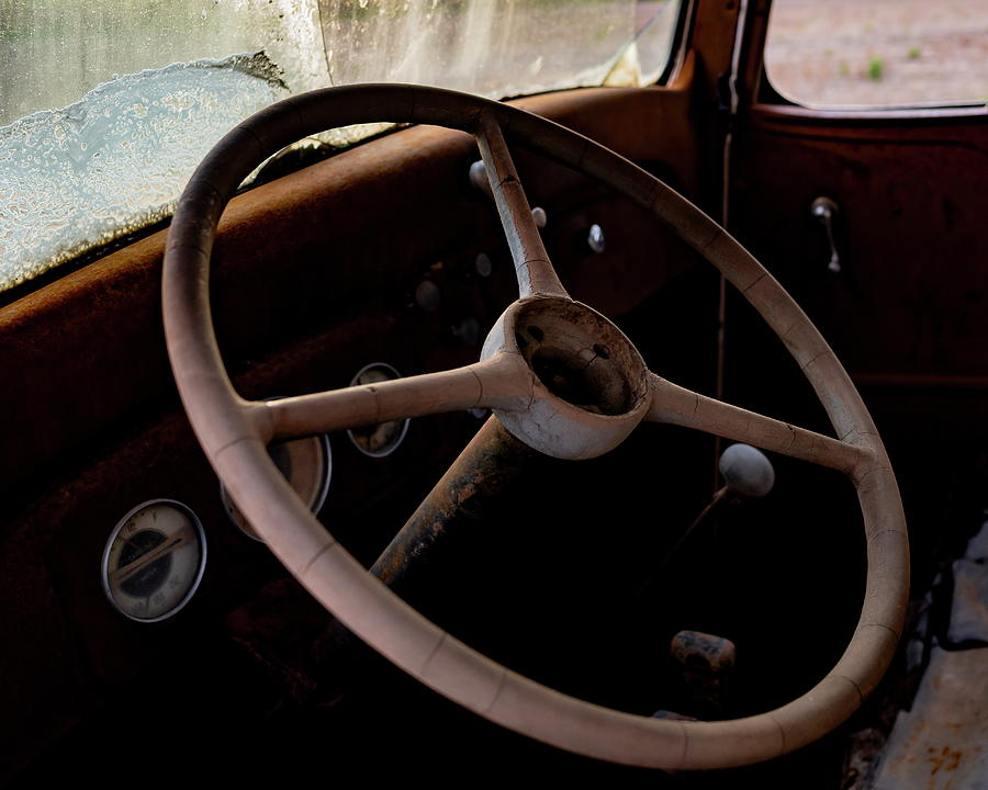 Old Chevy Truck Steering Wheel #2 Photograph by Art Whitton